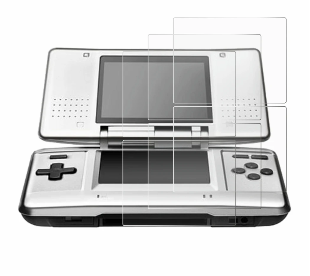 Image of the device Nintendo DS with a wide variety of screen protectors.
