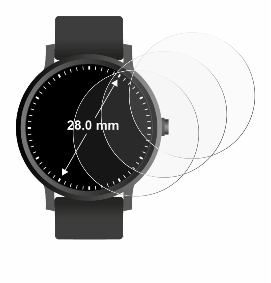 Image of the device Watches (Circular, ø: 28 mm) with a wide variety of screen protectors.