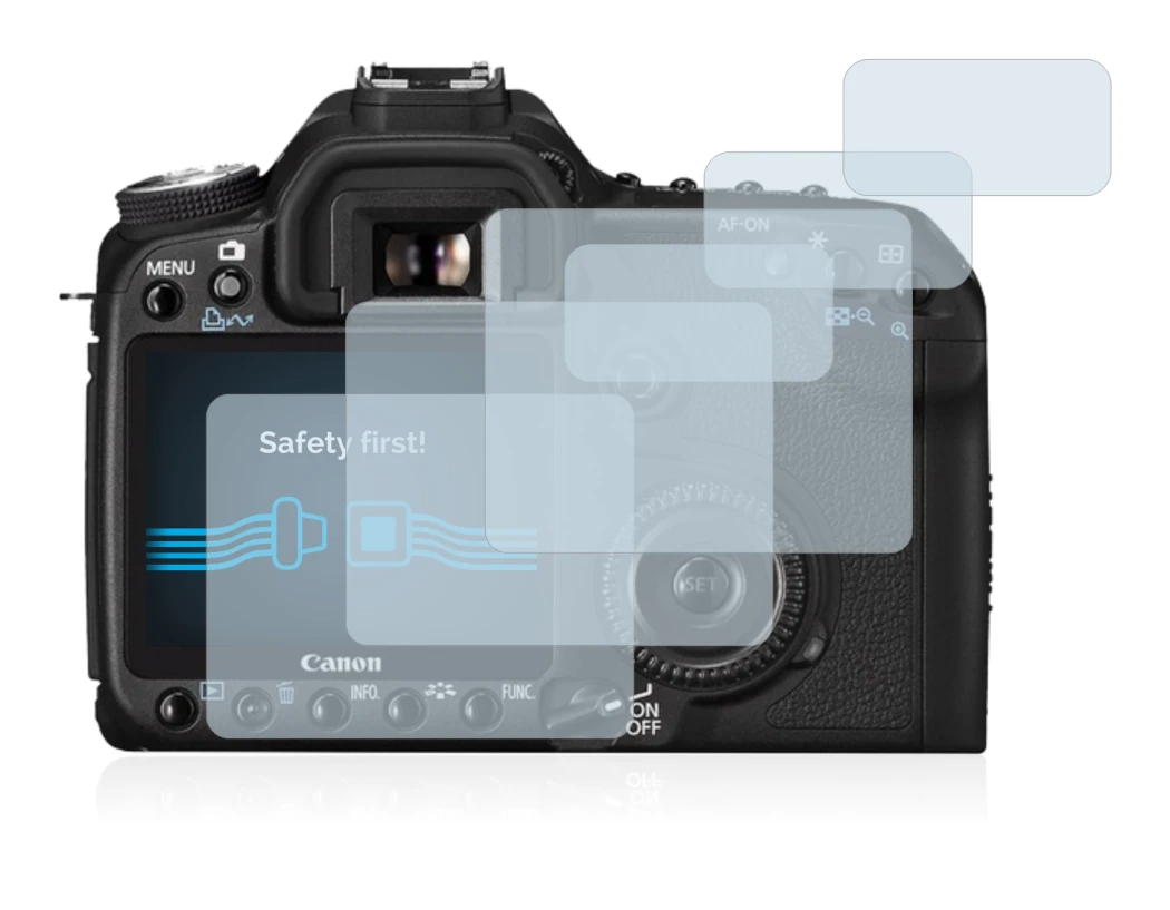 Image of the device Canon EOS 50D with a wide variety of screen protectors.