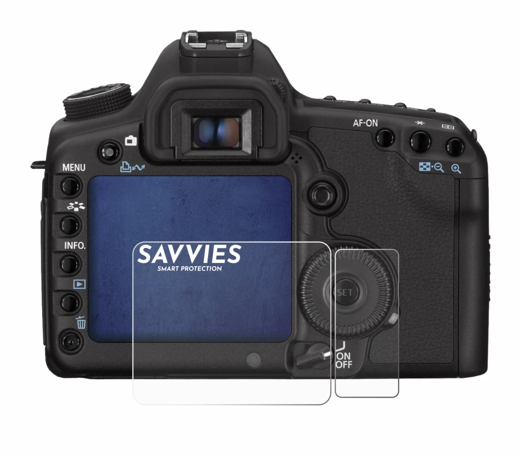 Image of the device Canon EOS 5D Mark II with a wide variety of screen protectors.