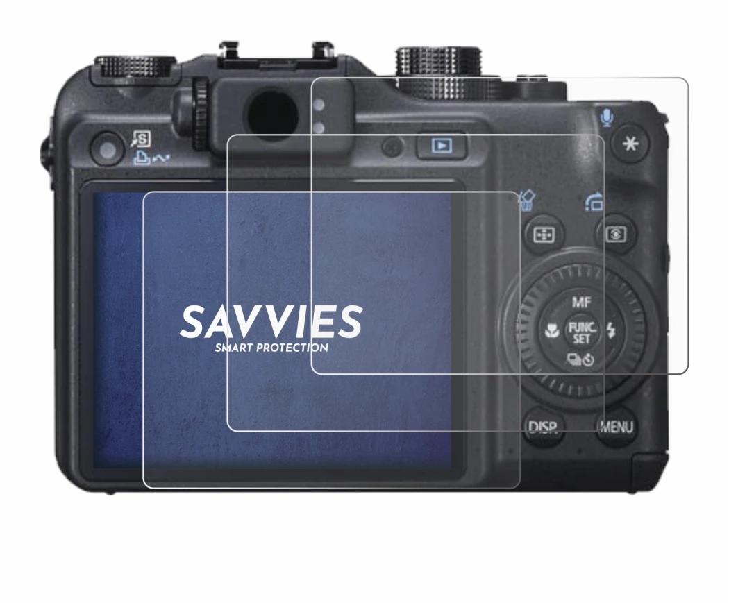 Image of the device Canon PowerShot G10 with a wide variety of screen protectors.