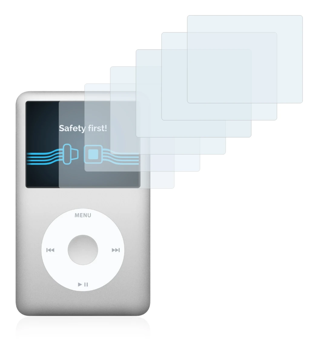 Image of the device Apple iPod classic 120 GB (7th Gen.) with a wide variety of screen protectors.