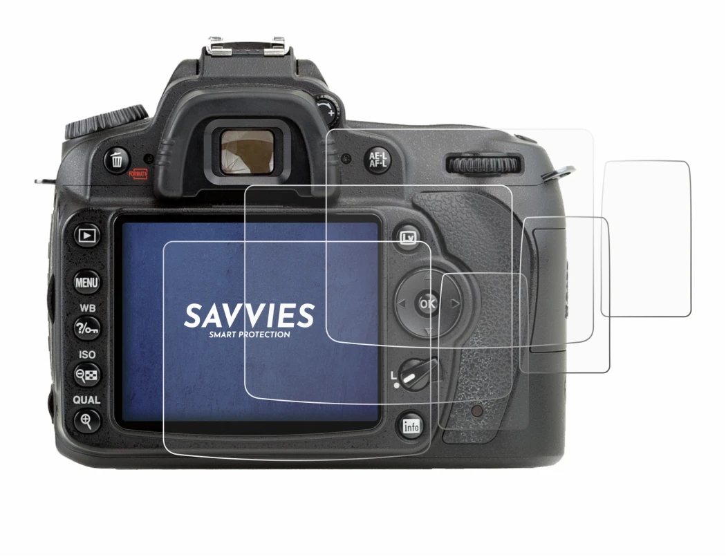 Image of the device Nikon D90 with a wide variety of screen protectors.