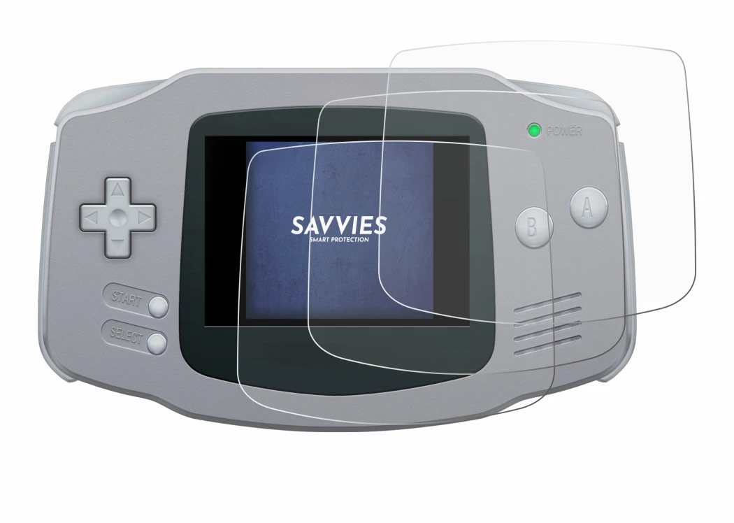Image of the device Nintendo Gameboy Advance GBA with a wide variety of screen protectors.