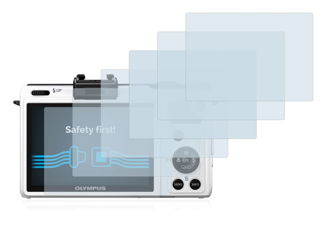 Image of the device Olympus XZ-1 with a wide variety of screen protectors.