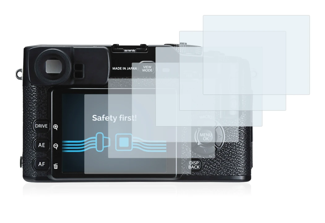 Image of the device Fujifilm X-Pro1 with a wide variety of screen protectors.