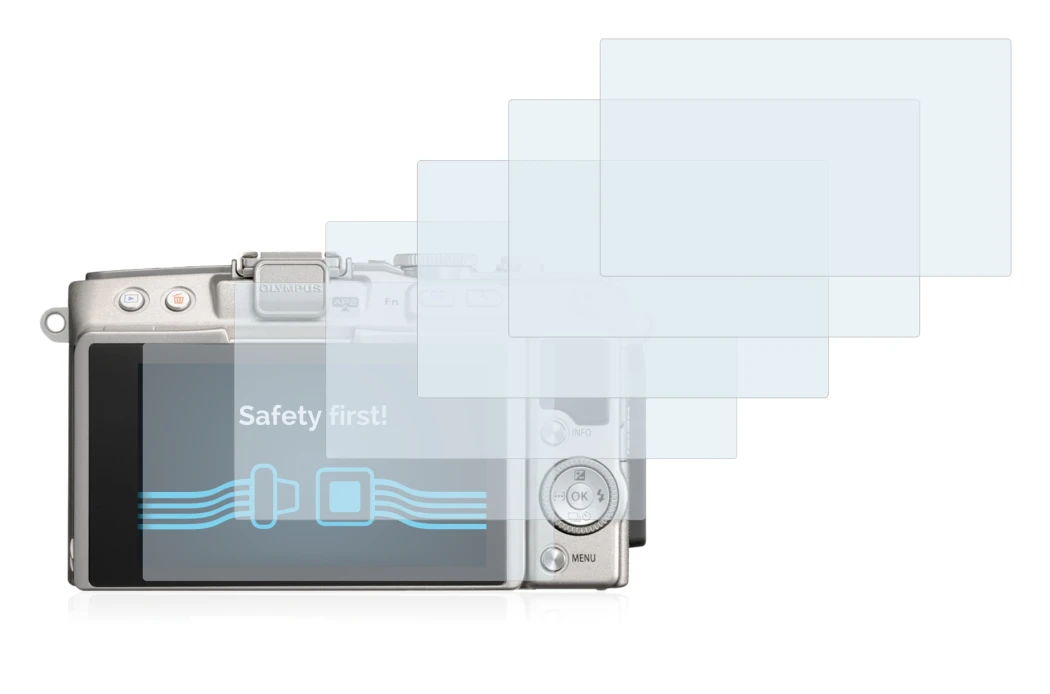 Image of the device Olympus PEN Lite E-PL5 with a wide variety of screen protectors.