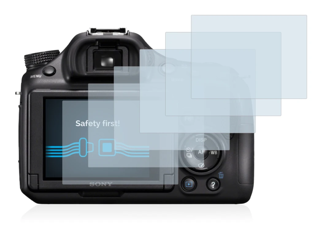 Image of the device Sony Alpha 58 (SLT-A58) with a wide variety of screen protectors.