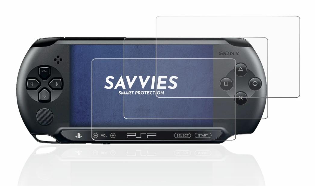 Image of the device Sony PSP 1004 with a wide variety of screen protectors.