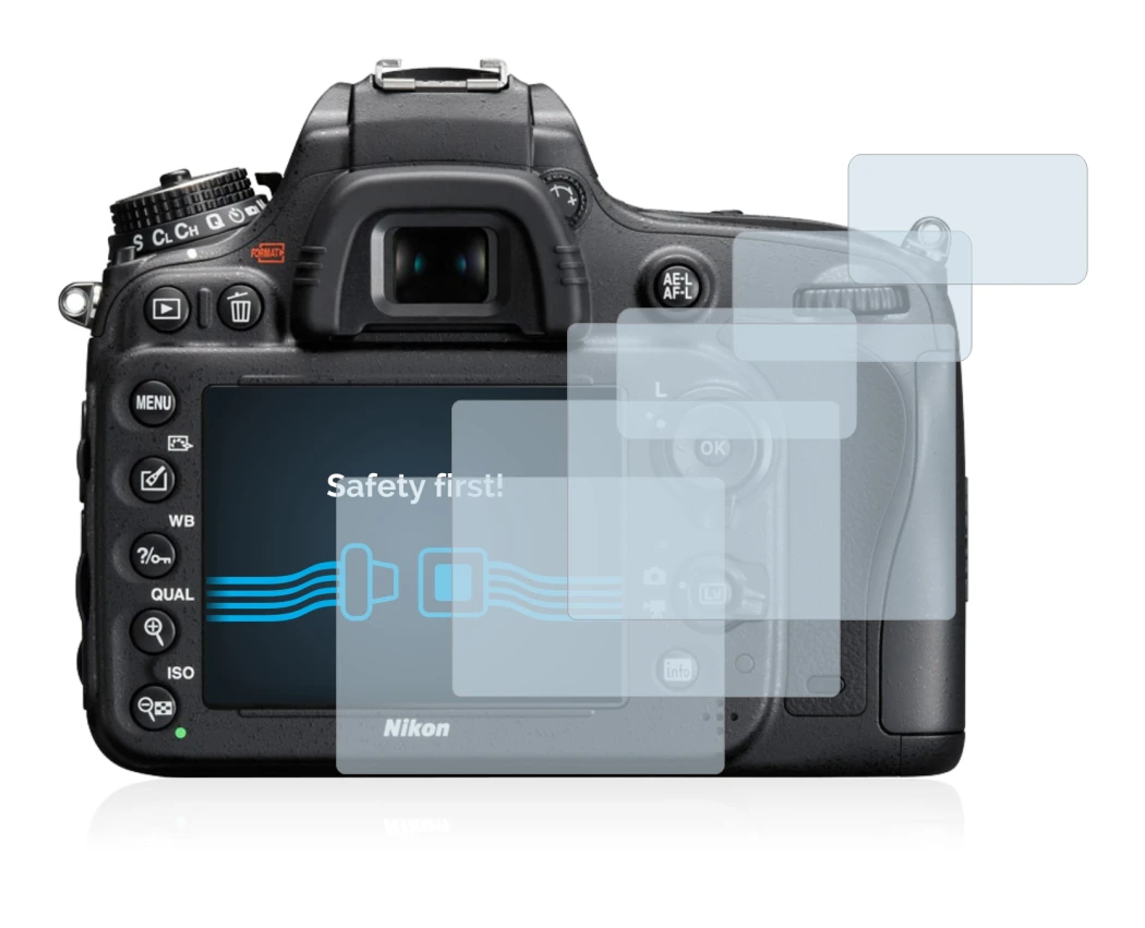 Image of the device Nikon D610 with a wide variety of screen protectors.