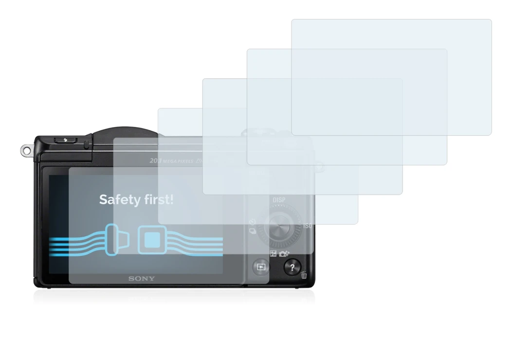 Image of the device Sony Alpha 5000 (DSLR-A5000) with a wide variety of screen protectors.