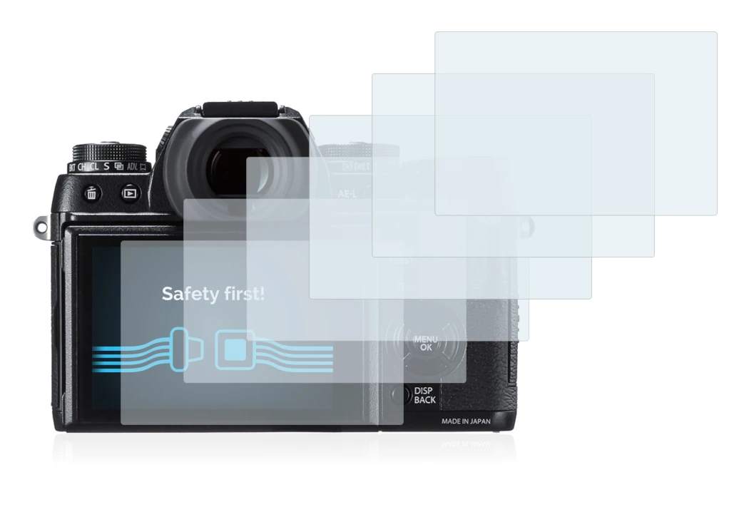 Image of the device Fujifilm X-T1 with a wide variety of screen protectors.