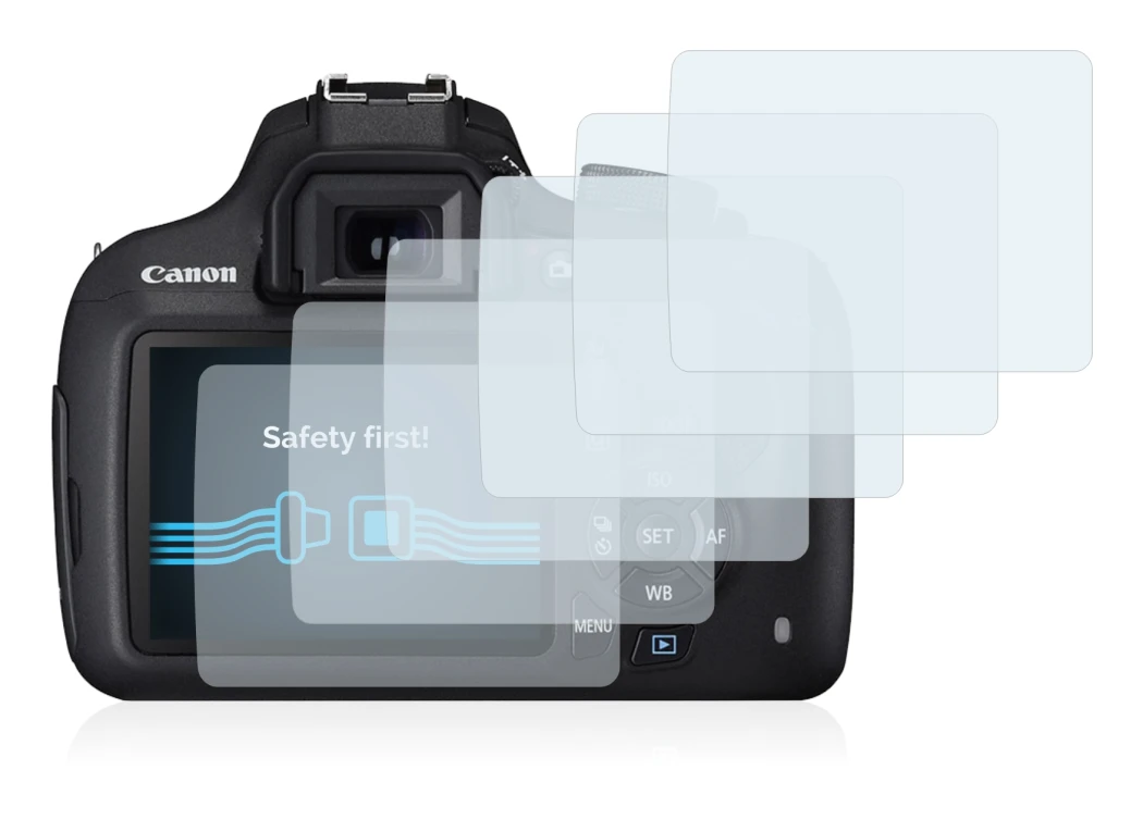 Image of the device Canon EOS 1200D with a wide variety of screen protectors.