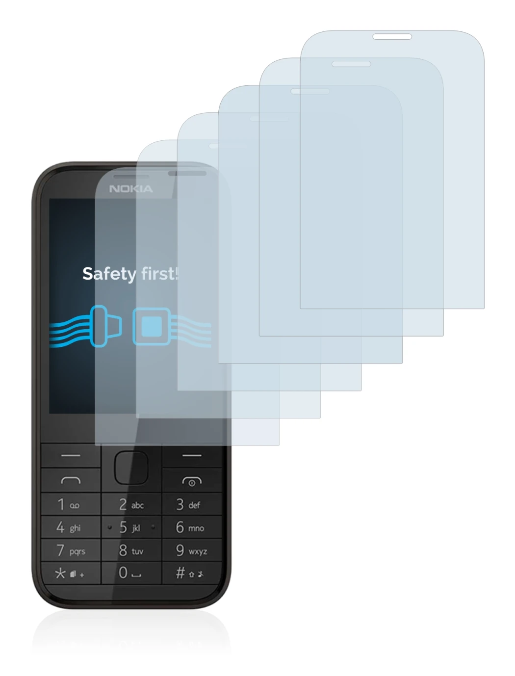 Image of the device Nokia 225 with a wide variety of screen protectors.