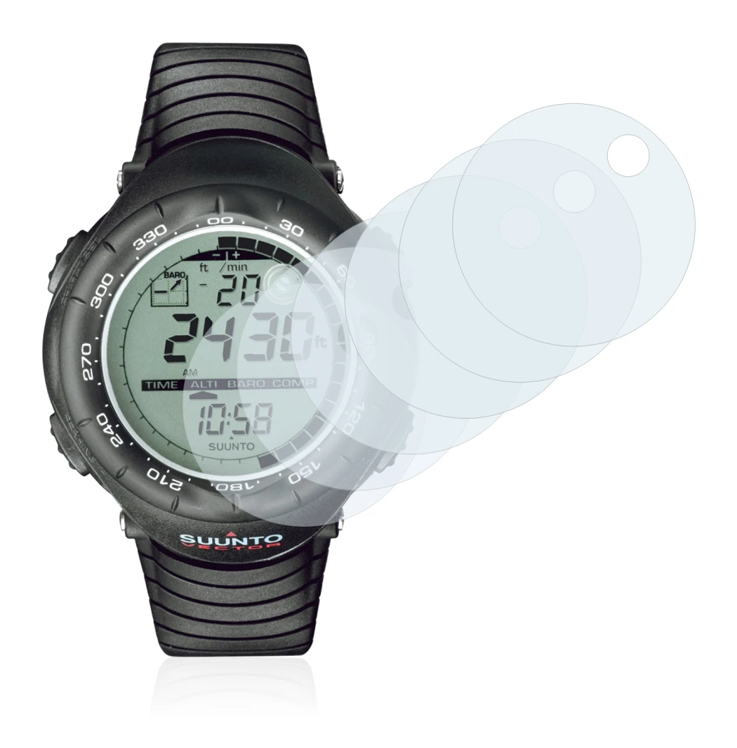 Image of the device Suunto Vector Black with a wide variety of screen protectors.