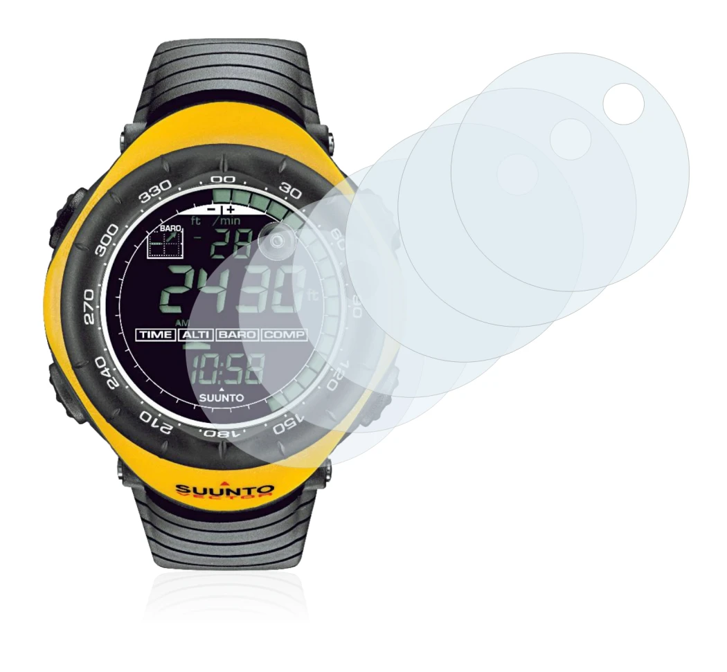 Image of the device Suunto Vector Yellow with a wide variety of screen protectors.