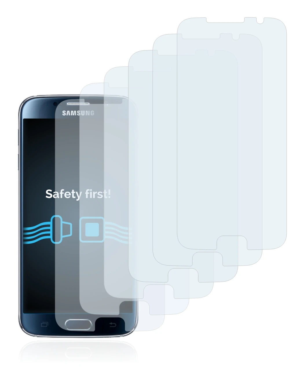 Image of the device Samsung Galaxy S6 with a wide variety of screen protectors.