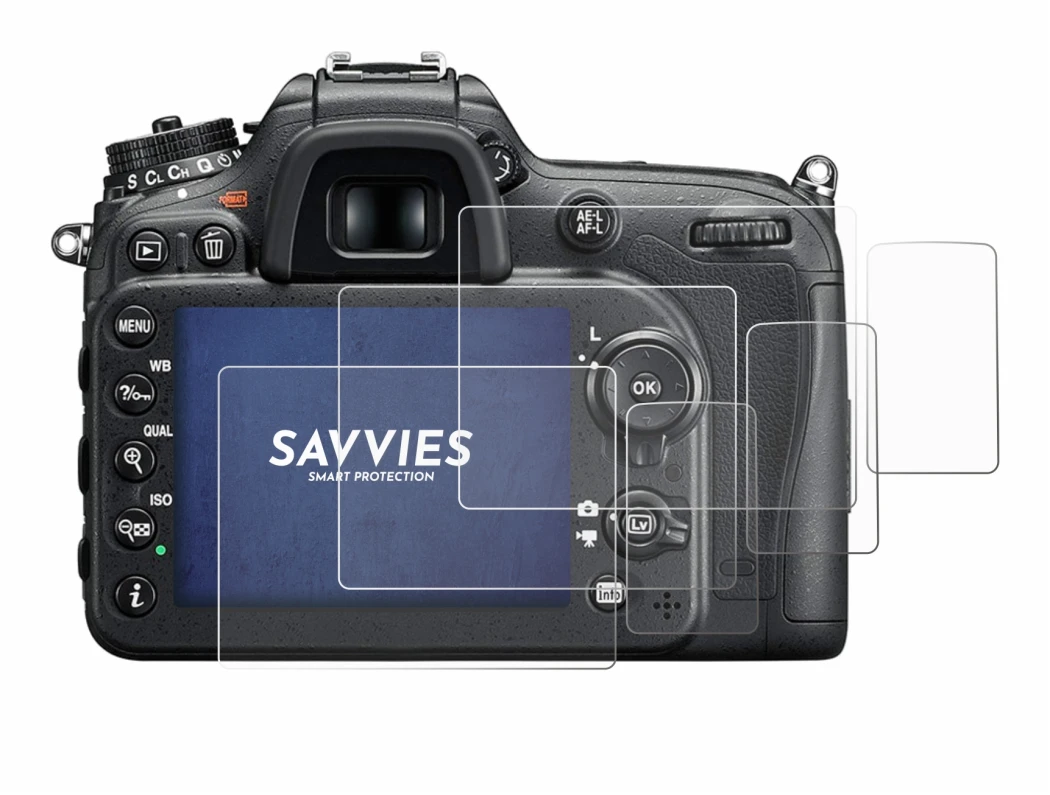 Image of the device Nikon D7200 with a wide variety of screen protectors.