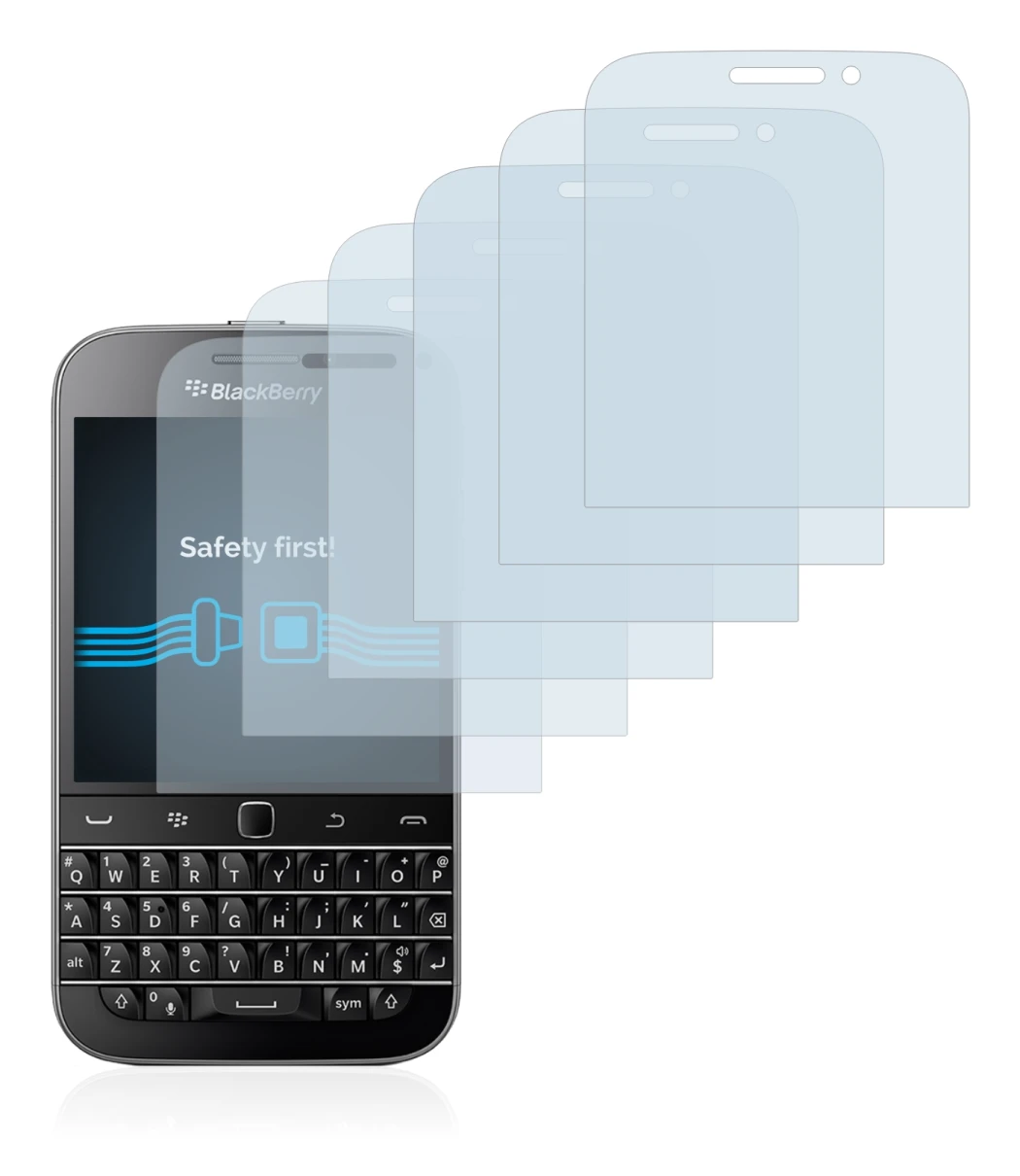 Image of the device Blackberry Classic Q20 with a wide variety of screen protectors.