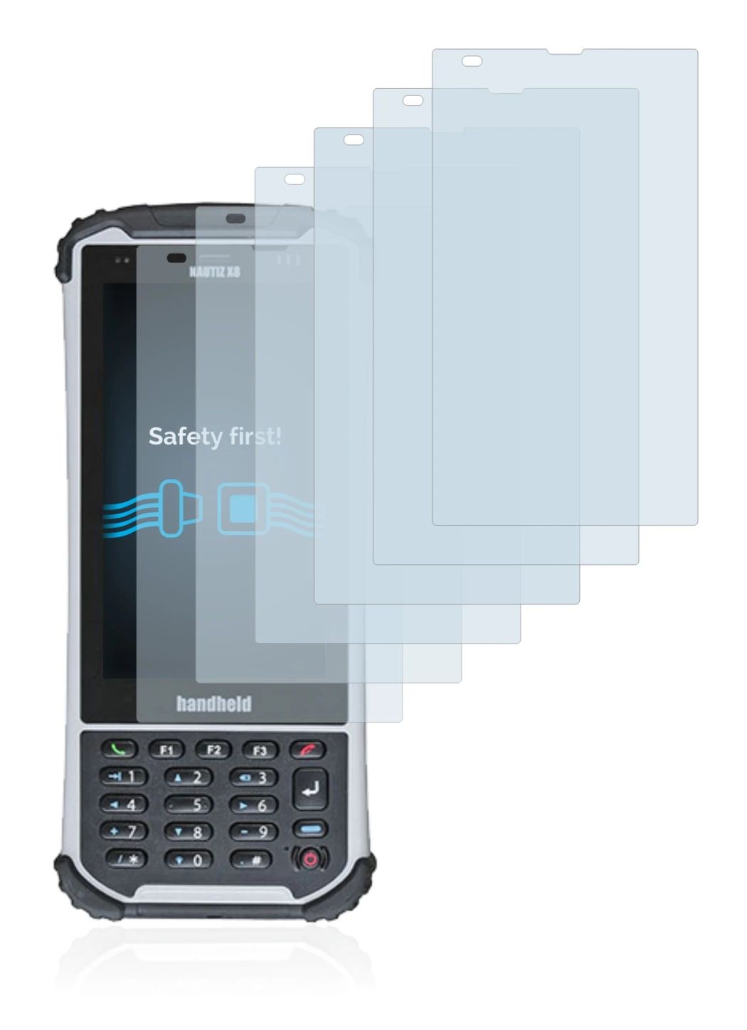 Image of the device Handheld Nautiz X8 with a wide variety of screen protectors.