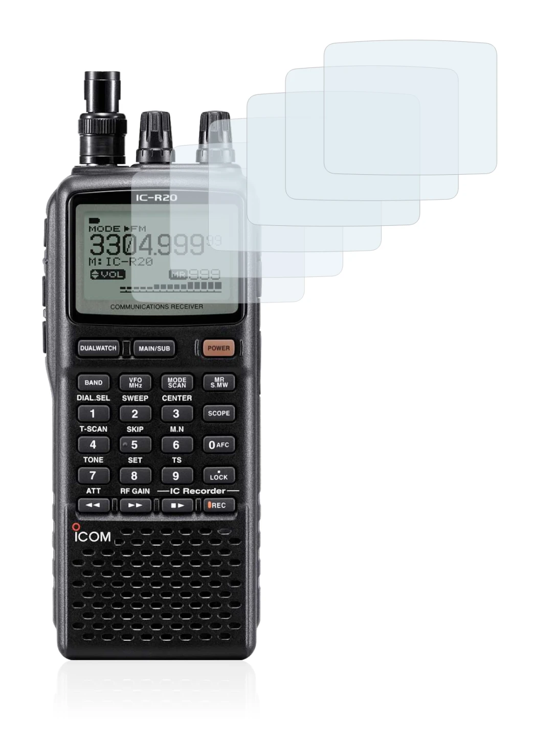Image of the device Icom IC-R20 with a wide variety of screen protectors.