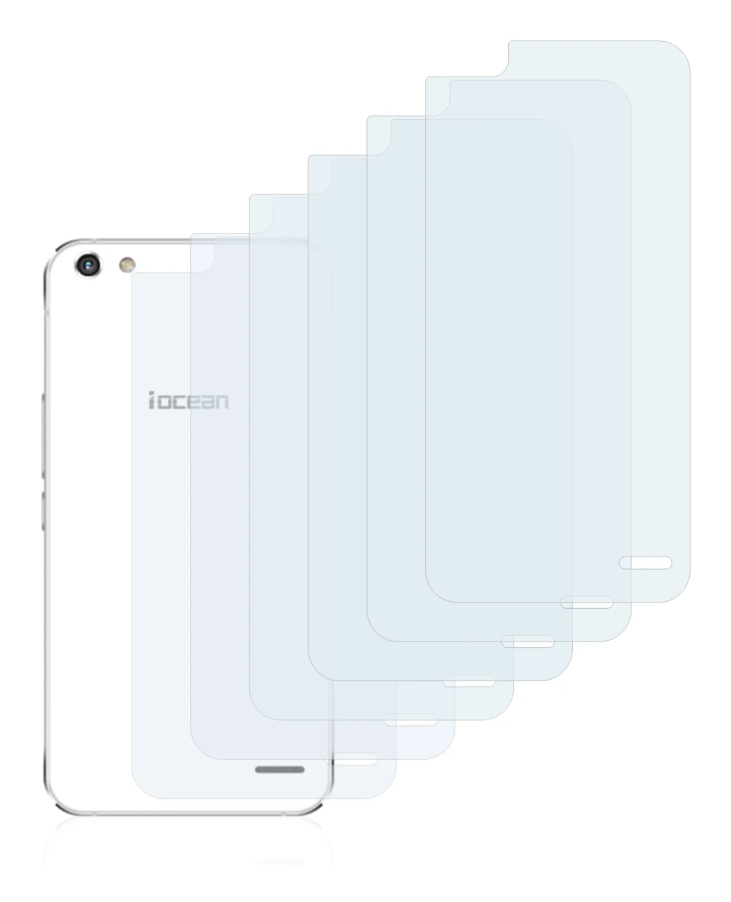 Image of the device iOcean X9 (Back) with a wide variety of screen protectors.