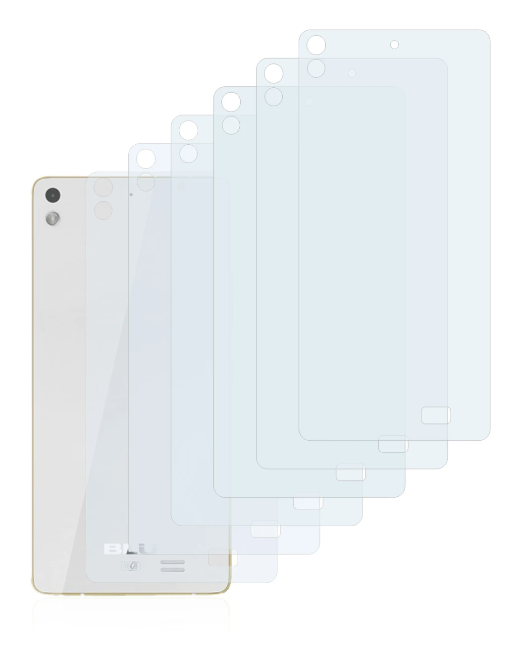 Image of the device BLU Vivo Air (Back) with a wide variety of screen protectors.