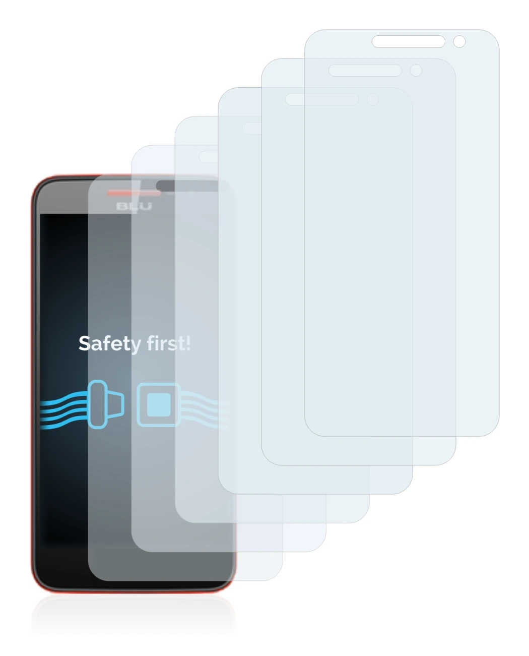 Image of the device BLU Studio C with a wide variety of screen protectors.