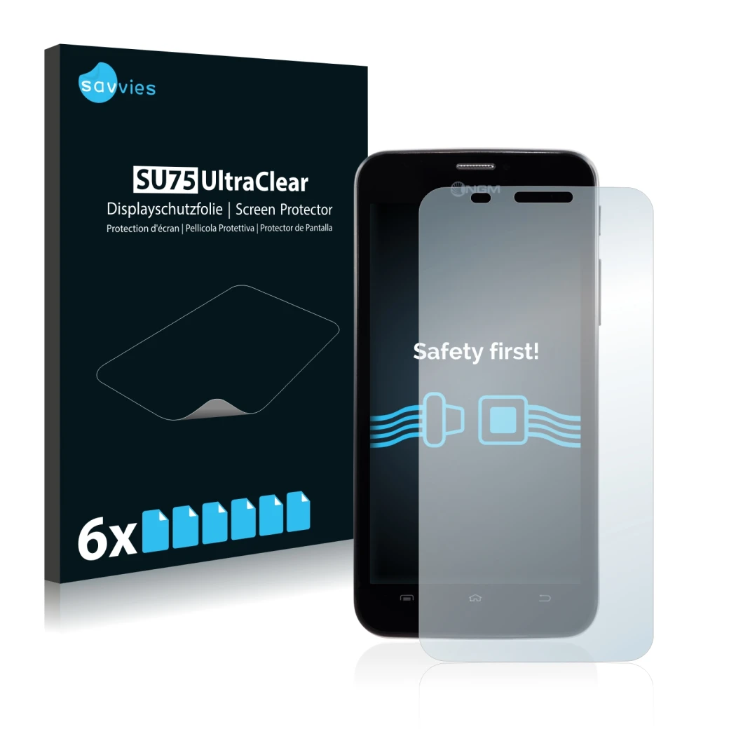 Front side of a product packaging with the brand logo Savvies. Next to it is the device NGM Dynamic Life shown with the corres