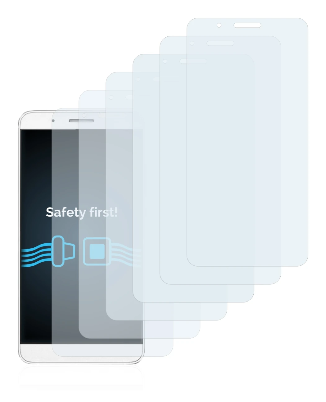 Image of the device Honor 7i with a wide variety of screen protectors.