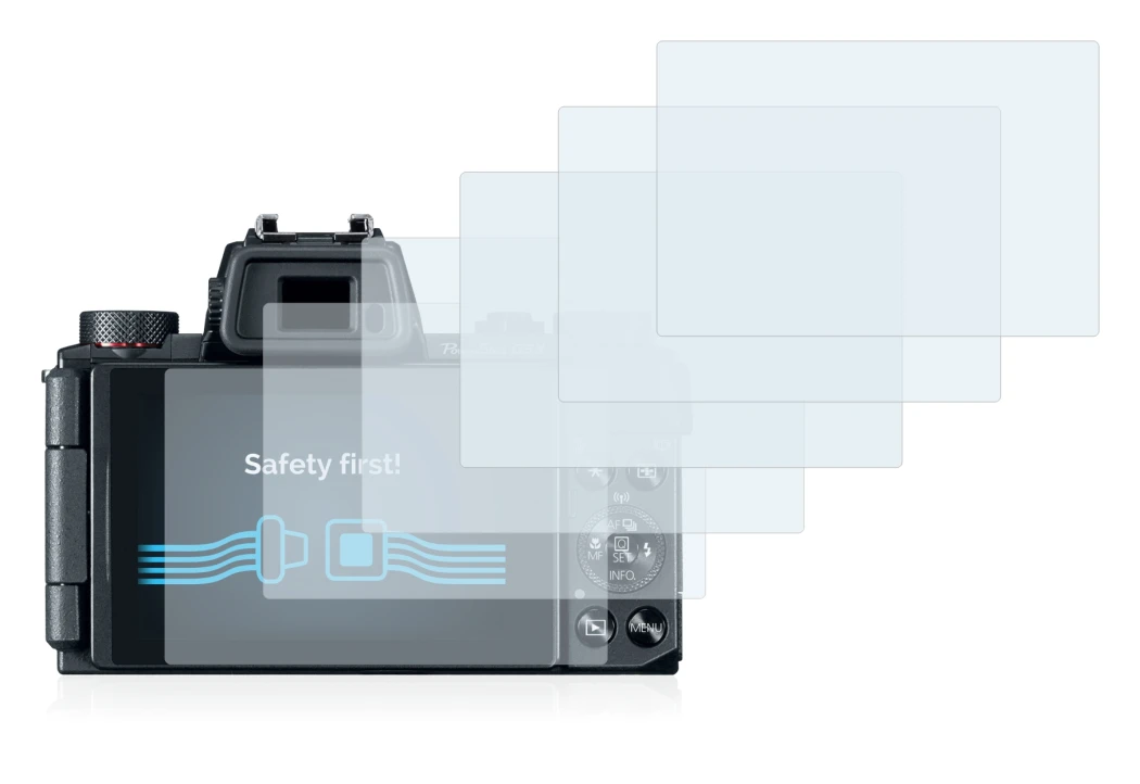 Image of the device Canon PowerShot G5 X with a wide variety of screen protectors.