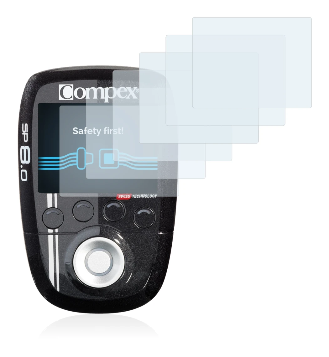 Image of the device Compex SP 8.0 with a wide variety of screen protectors.