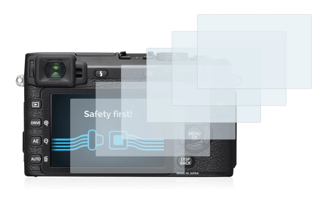 Image of the device Fujifilm X-E2S with a wide variety of screen protectors.