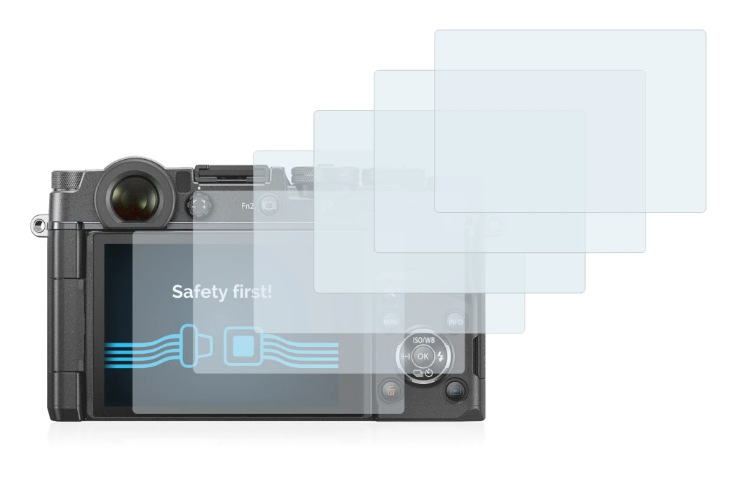 Image of the device Olympus PEN-F with a wide variety of screen protectors.