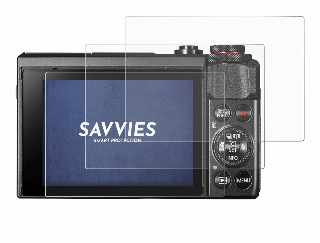 Image of the device Canon PowerShot G7 X Mark II with a wide variety of screen protectors.