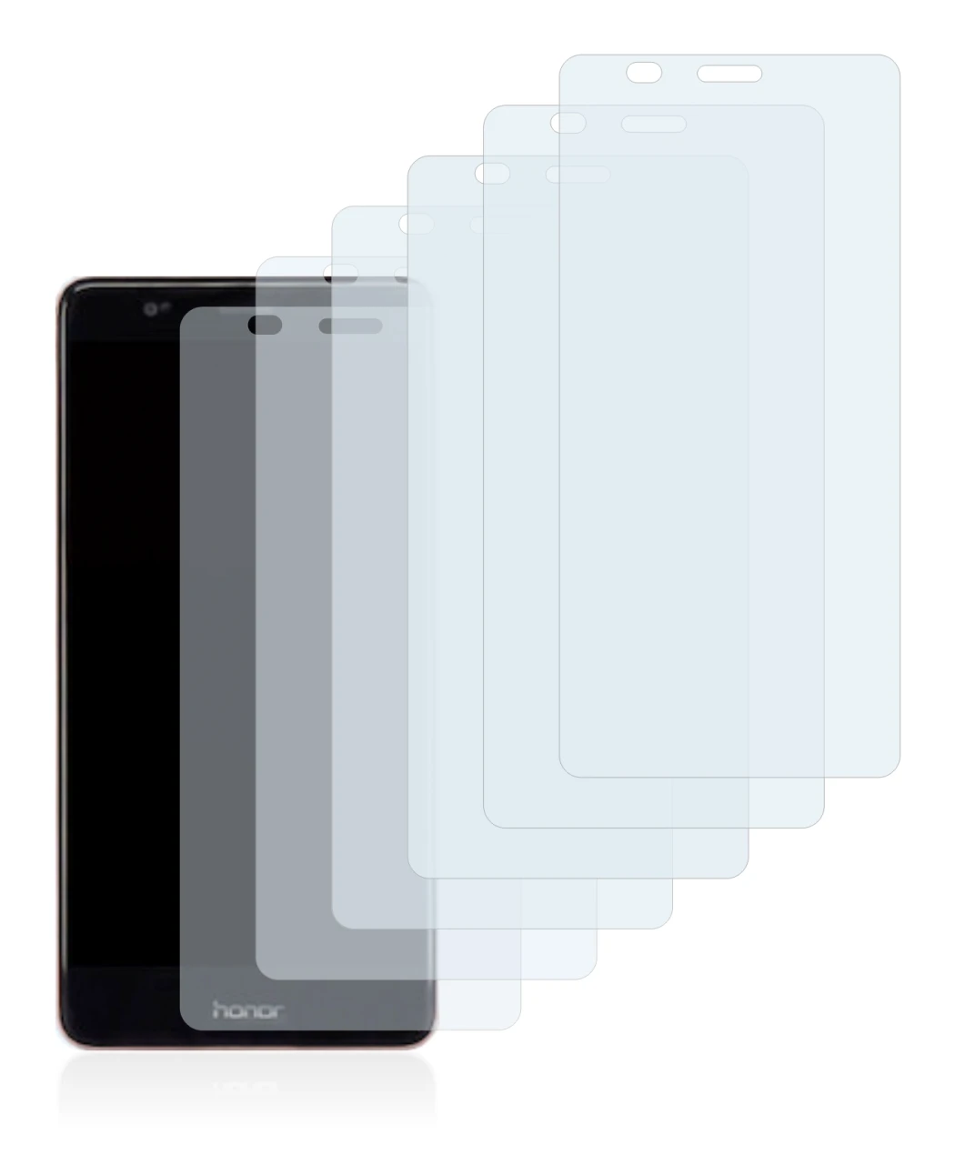 Image of the device Honor V8 with a wide variety of screen protectors.