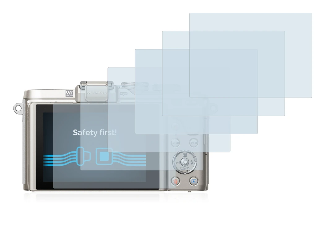 Image of the device Olympus PEN E-PL8 with a wide variety of screen protectors.