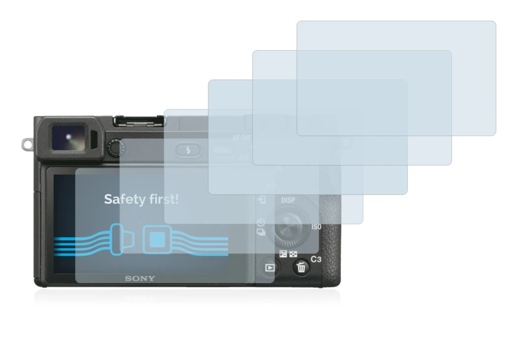 Image of the device Sony Alpha 6500 with a wide variety of screen protectors.