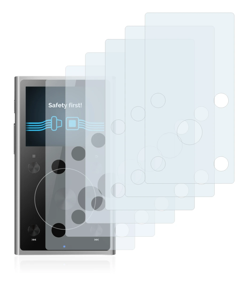 Image of the device FiiO X1 II with a wide variety of screen protectors.