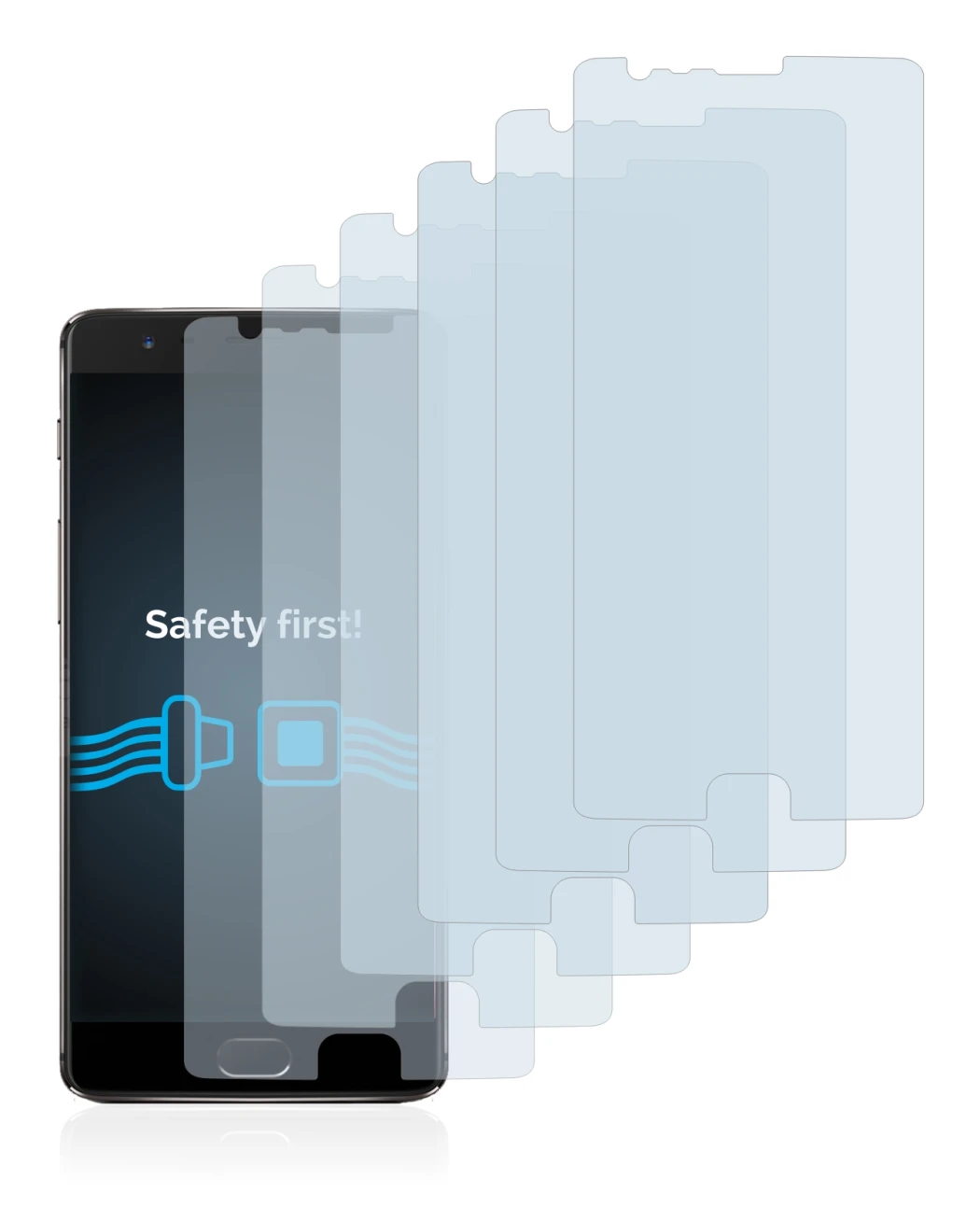 Image of the device OnePlus 3T with a wide variety of screen protectors.