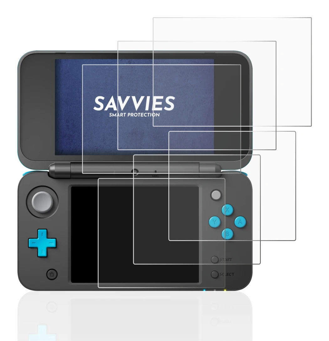 Image of the device Nintendo 2DS XL with a wide variety of screen protectors.