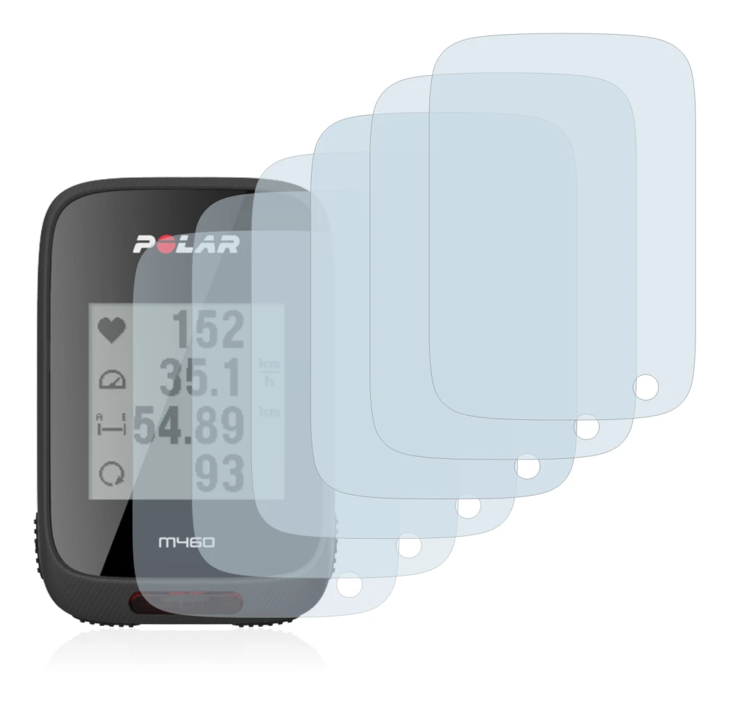 Image of the device Polar M460 with a wide variety of screen protectors.