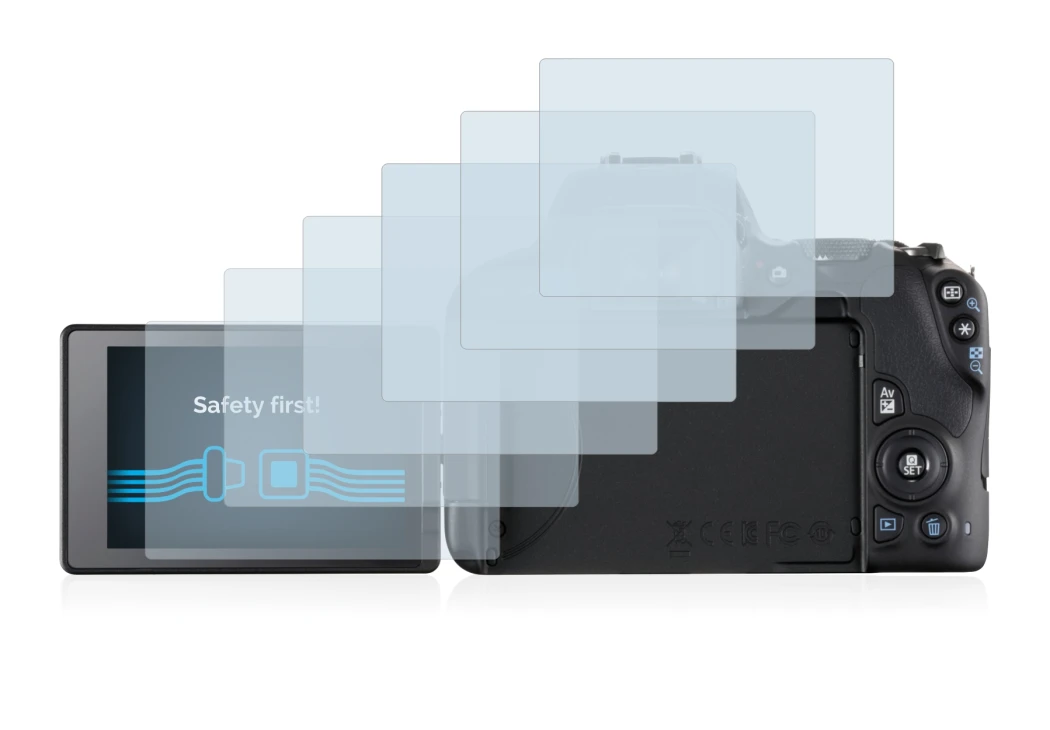 Image of the device Canon EOS 200D with a wide variety of screen protectors.