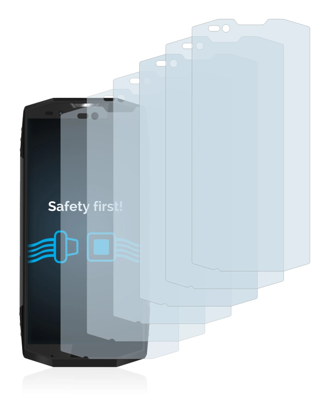 Image of the device Blackview BV9000 Pro with a wide variety of screen protectors.