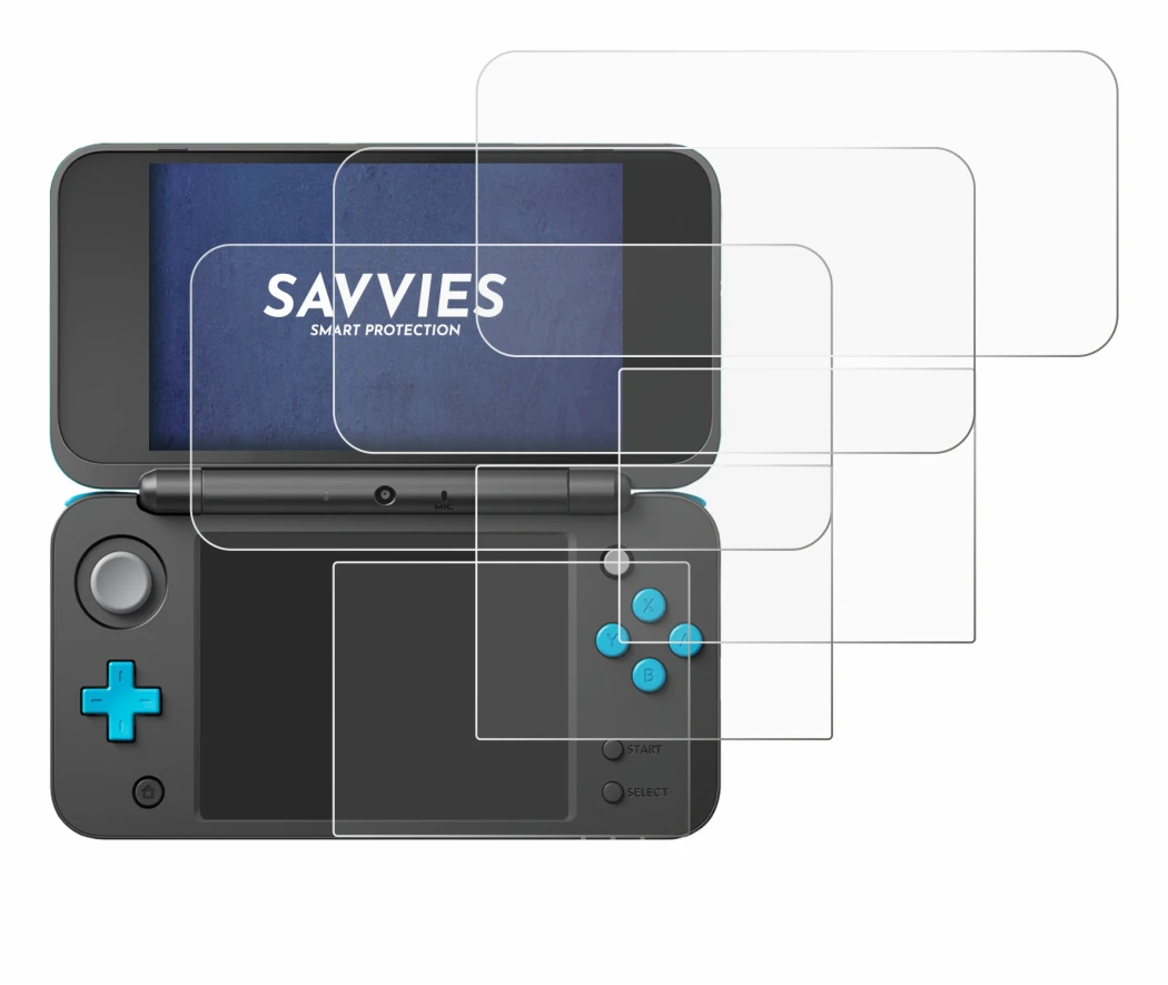 Image of the device New Nintendo 2DS XL with a wide variety of screen protectors.