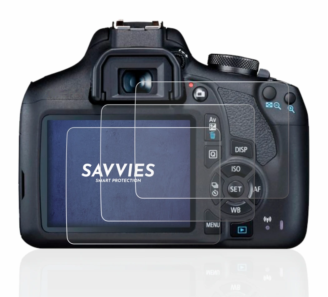Image of the device Canon EOS 2000D with a wide variety of screen protectors.
