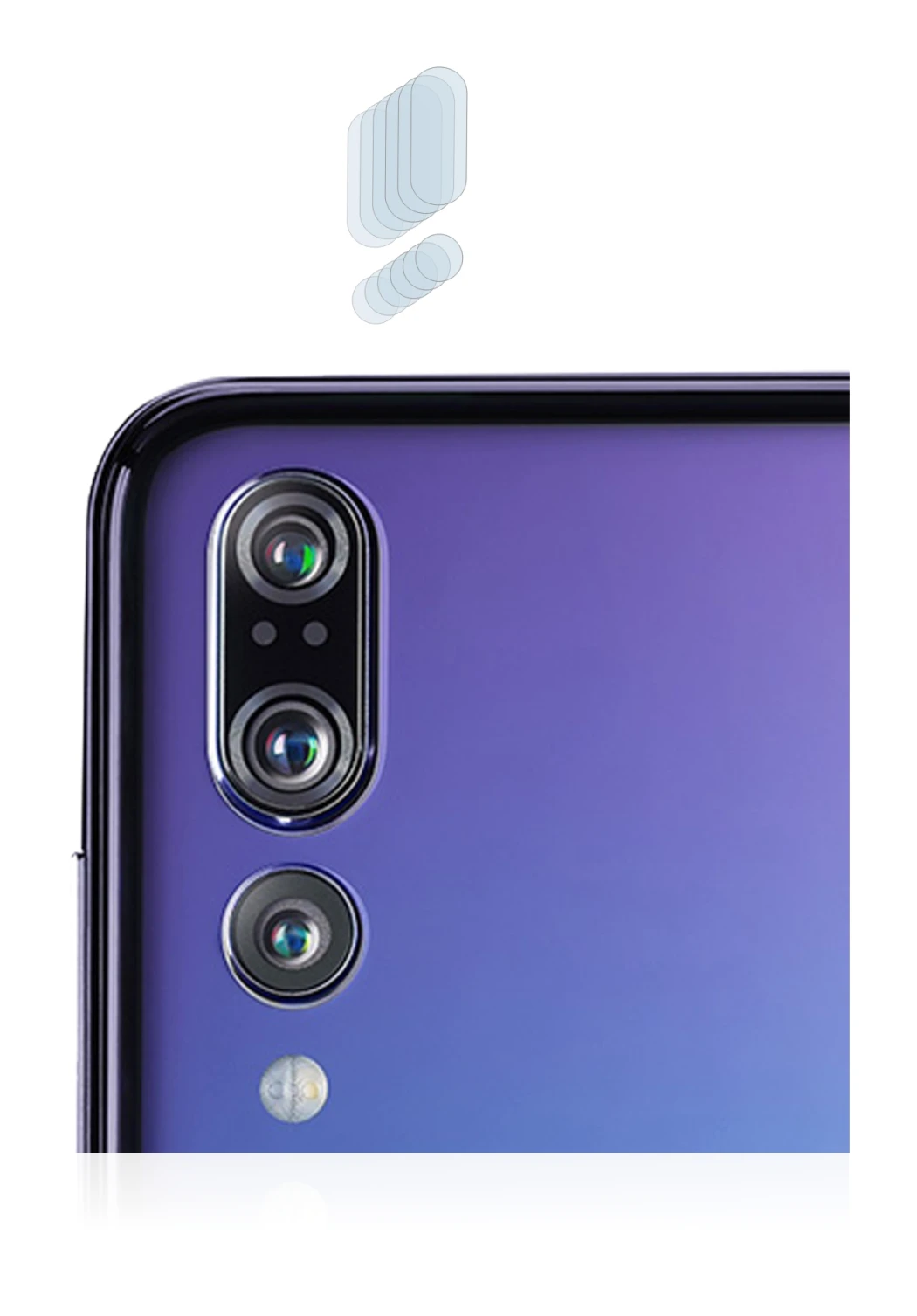 Image of the device Huawei P20 Pro (ONLY Camera Lens) with a wide variety of screen protectors.
