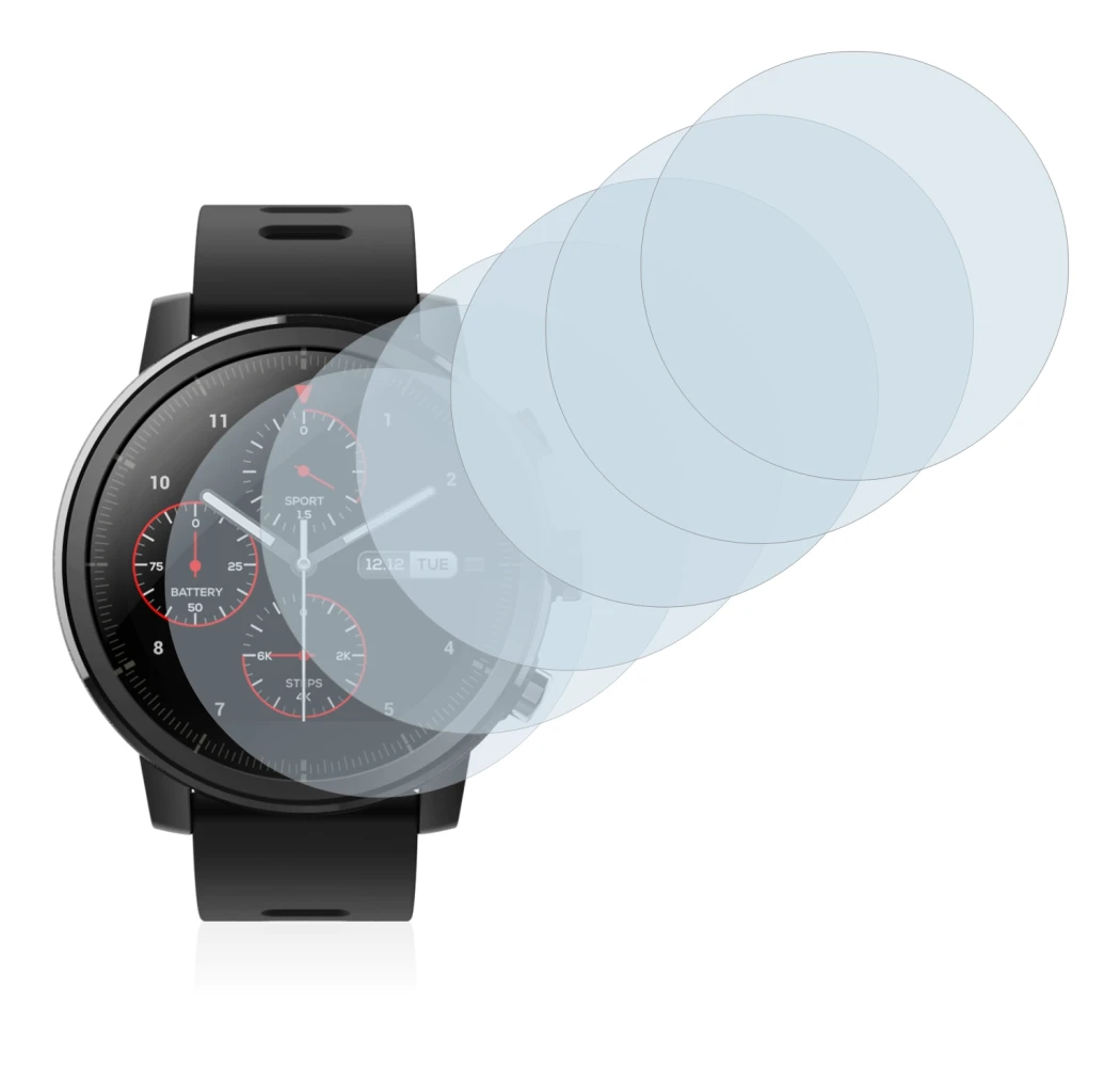 Image of the device Huami Amazfit Stratos with a wide variety of screen protectors.