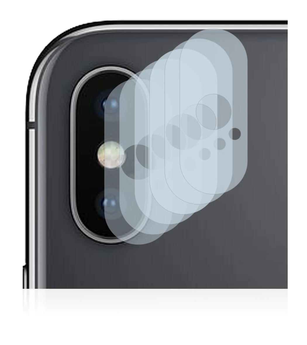 Image of the device Apple iPhone Xs (ONLY Camera Lens) with a wide variety of screen protectors.