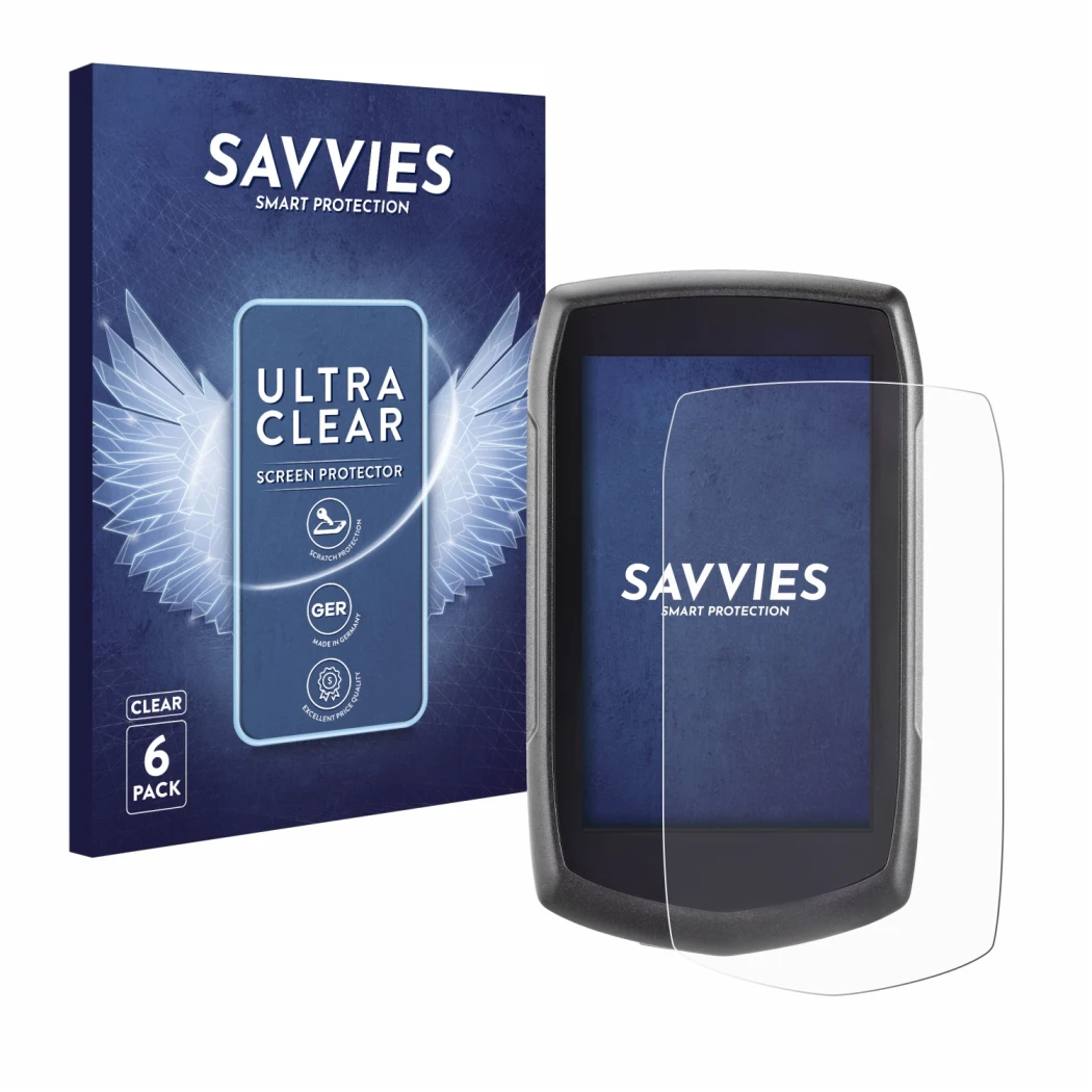Front side of a product packaging with the brand logo Savvies. Next to it is the device A-Rival Teasi One Classic shown with t